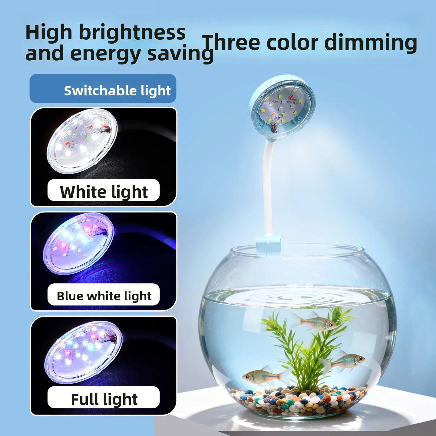 USB Mini Fish Tank Light Dimmable Full Spectrum Clip-On Ornamental Aquatic Lighting for Aquarium Decoration