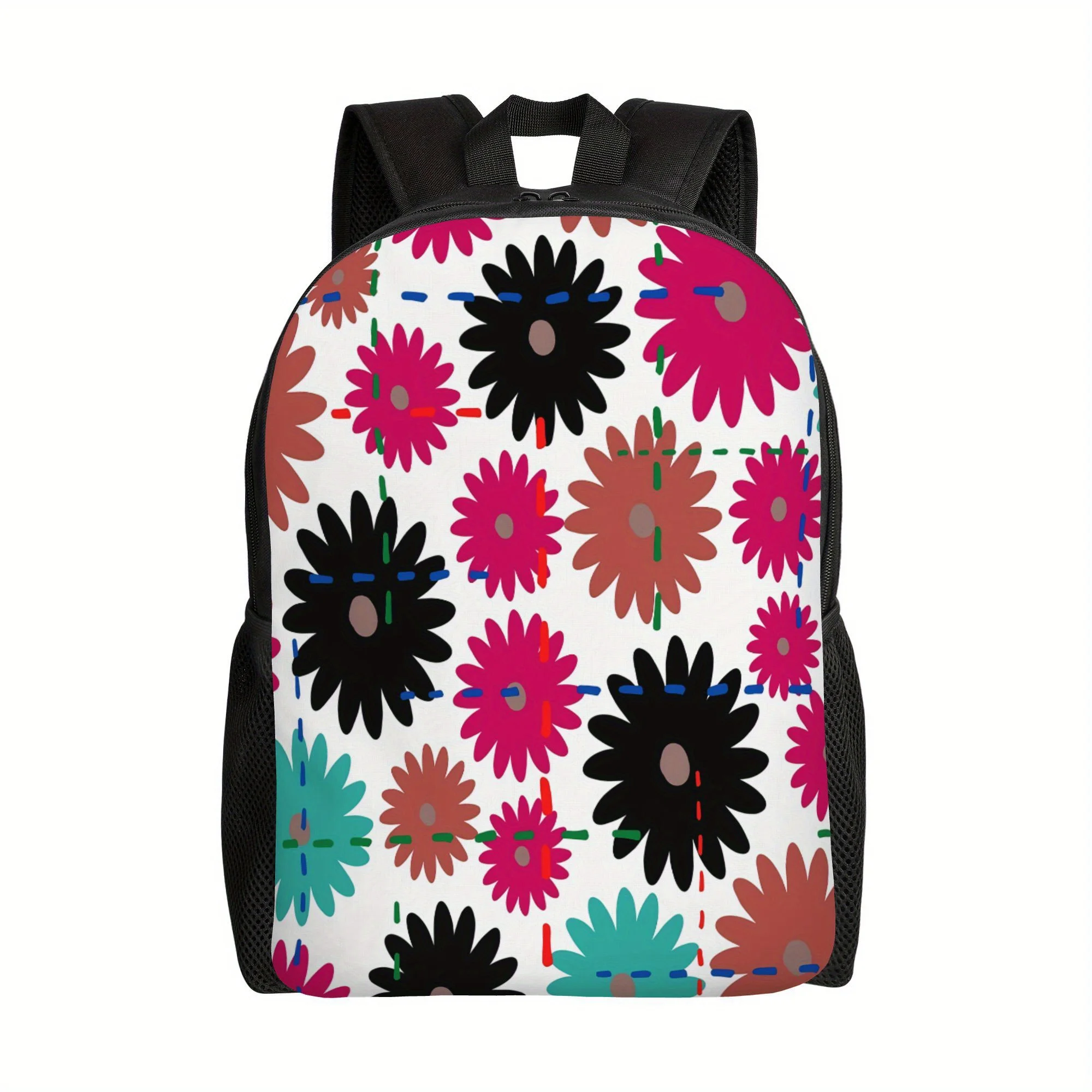 

Casual daily backpack with a single main compartment design and floral lines. Perfect for school, lounging or everyday tasks