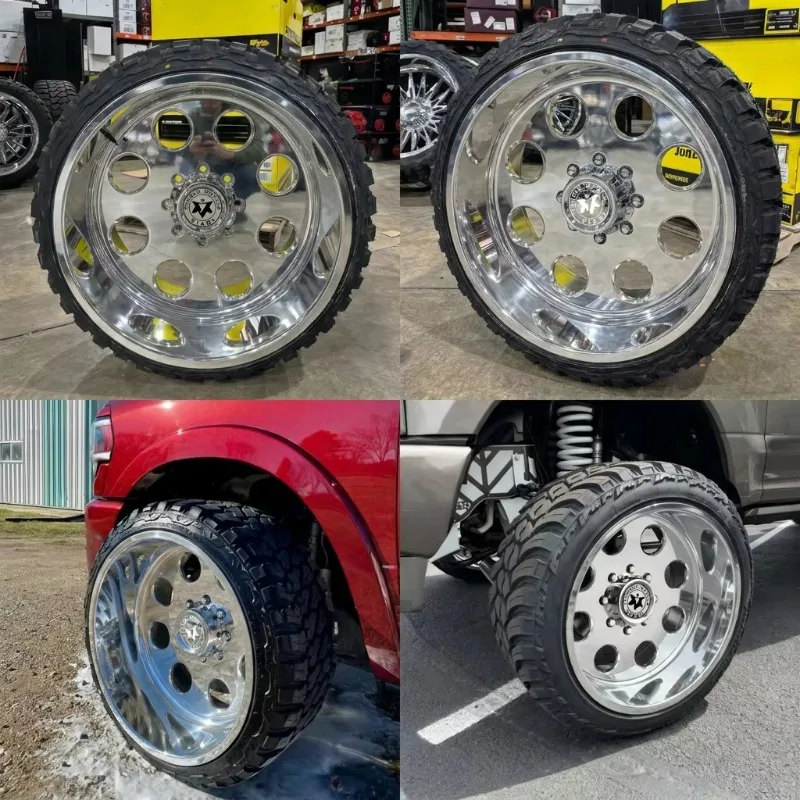 【2026】Viaol Custom Forged Truck Wheels 24x14J 26x16J 8x170 8x180 Chrome Polished Full Face Round Window Rims For Silverado HD RA