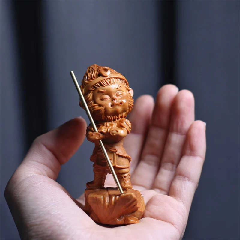 

Miniatures Handmade Wooden Products Woodcarving WuKong Statuette Desk Decoration Ornaments Monkey King Sculptures Figurines