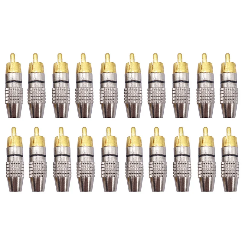 

20pcs Audio Video RCA Male Plug Adapter Connector Gold Plated Soldering For Audio Speakers Amplifiers Video Accessories