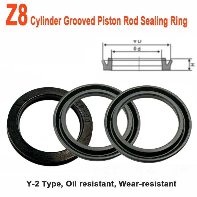 1-30Pcs Z8 Y-2 NBR Rubber Pneumatic DNC/SI/SU/SE Cylinder Grooved Piston Rod O Ring Gasket Oil Seal  OD 10/12/13/14/16/20-200mm