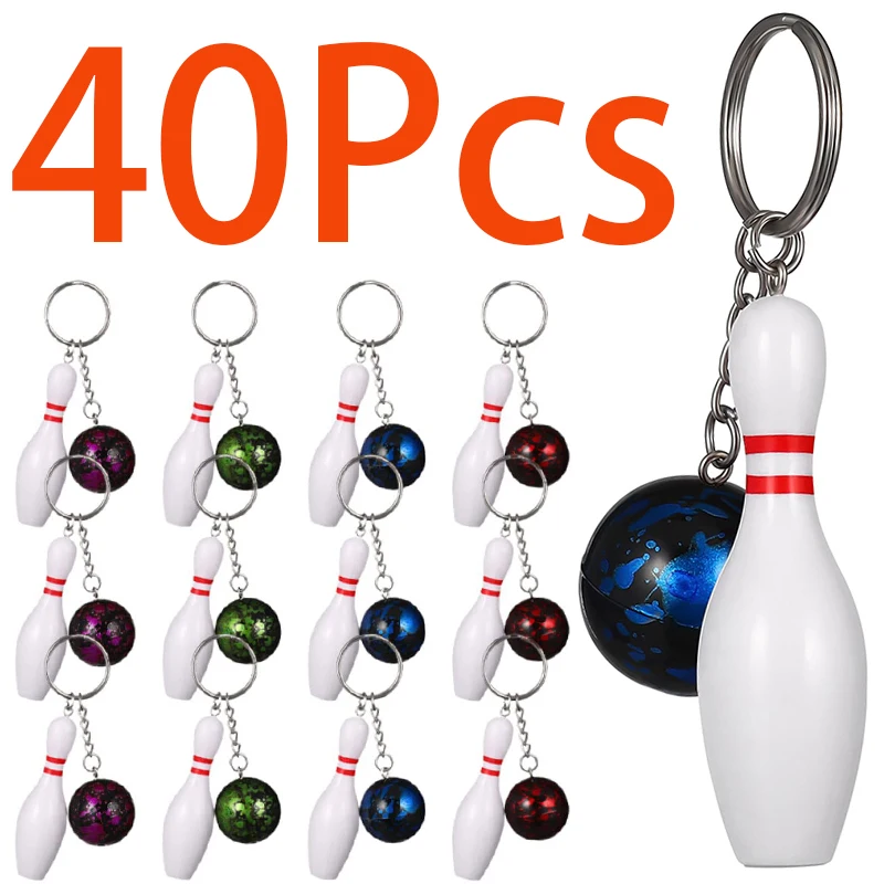 40Pcs Bowling Keychain Bowling Pin Pendant Souvenir Keychain Bowling Ball Accessories for Men Mini Keychains for Car