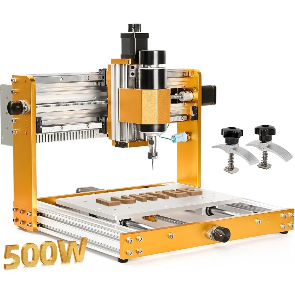 

Machine 500W All-Metal CNC Router Machine, Upgraded 3 Axis Engraver Machine Limit Switches & Emergency-Stop with GRB