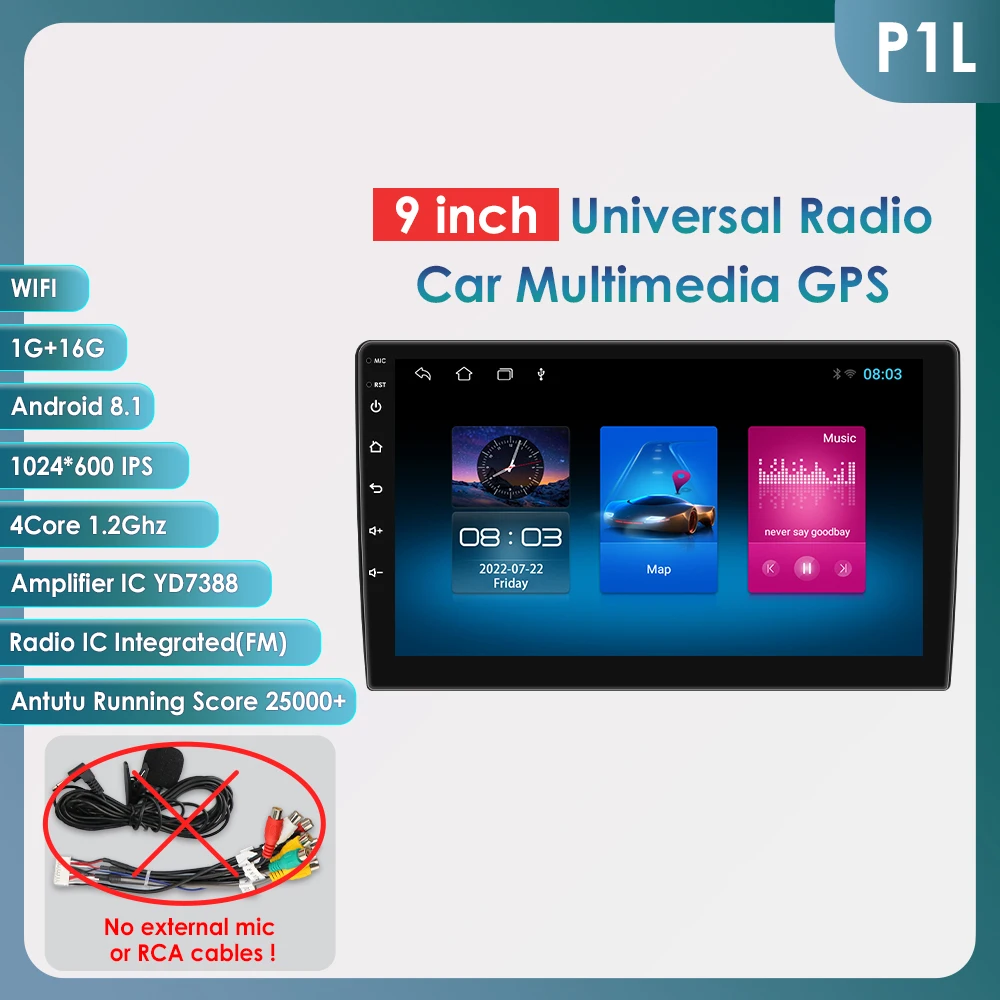 Hizpo 2Din 9-Zoll Universal Android Autoradio Intelligenter Multimedia-Player Drahtloses CarPlay RDS DSP GPS-Navigation 4G WiFi Bluetooth UIS7862 Snapdragon 6115 Headunit