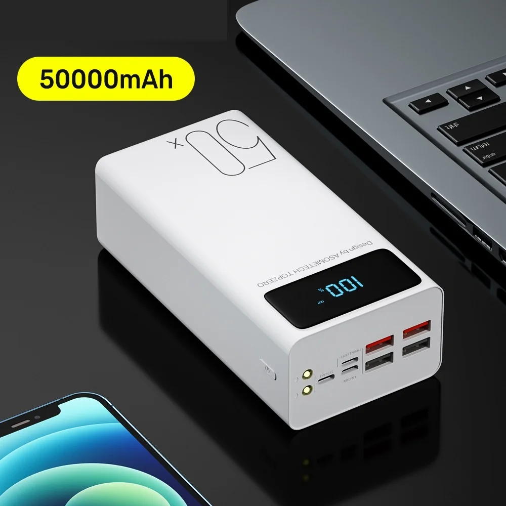 Top! Power Bank 50000mAh Portable Charger LED Light Poverbank Powerbank 50000 mAh External Battery For iPhone Xiaomi Samsung