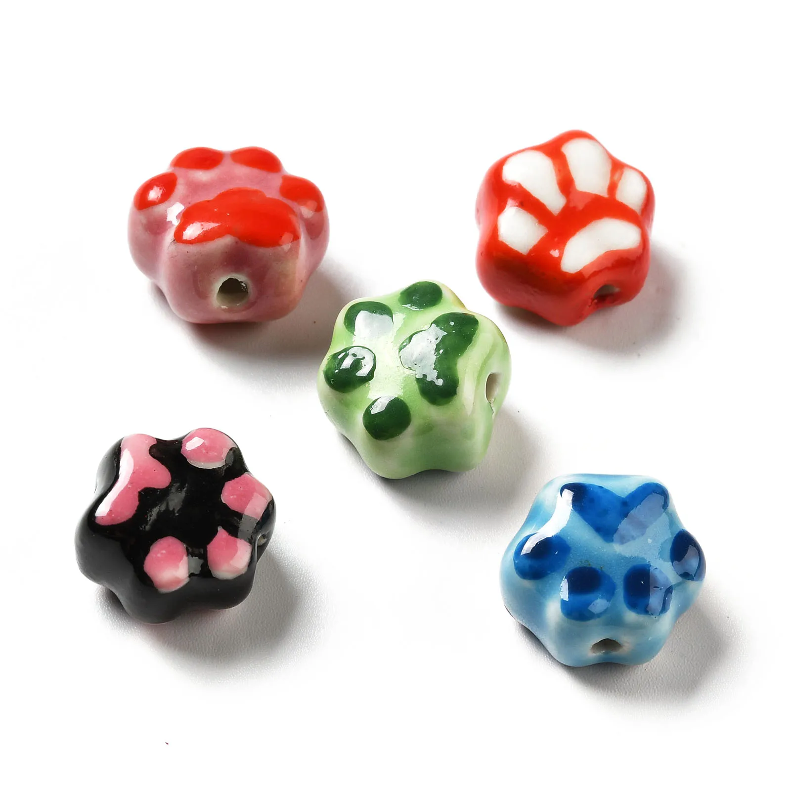 

25pcs Cute Printed Porcelain Cat Paws Beads Spacer Beads For Jewelry Making DIY Bracelet Necklace Handmade Craft Accessories