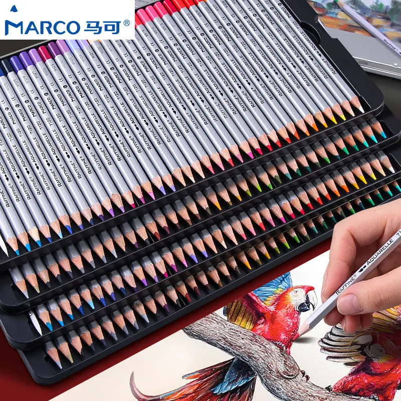 Marco Raffine Fine Art Drawing Pencils 24/36/48/72 Colors 7100 Set Wooden Writing Painting/Crafts Doodling Designs