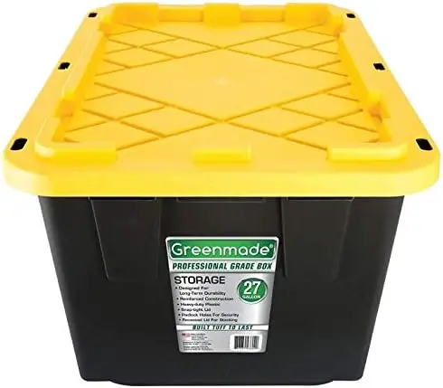 

Durabilt 27 Gal. Plastic Storage Tote, Black/Yellow (Set of 4)