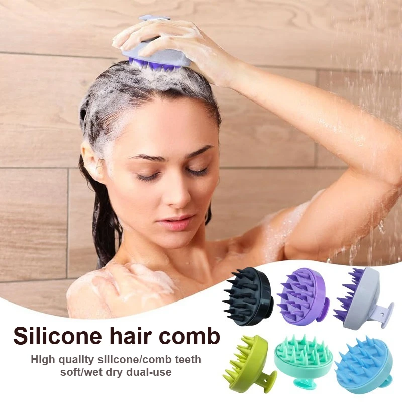 

Multi functional wet dry scalp cleaning and massage comb, home head relaxation shower comb, dandruff removing silicone brush