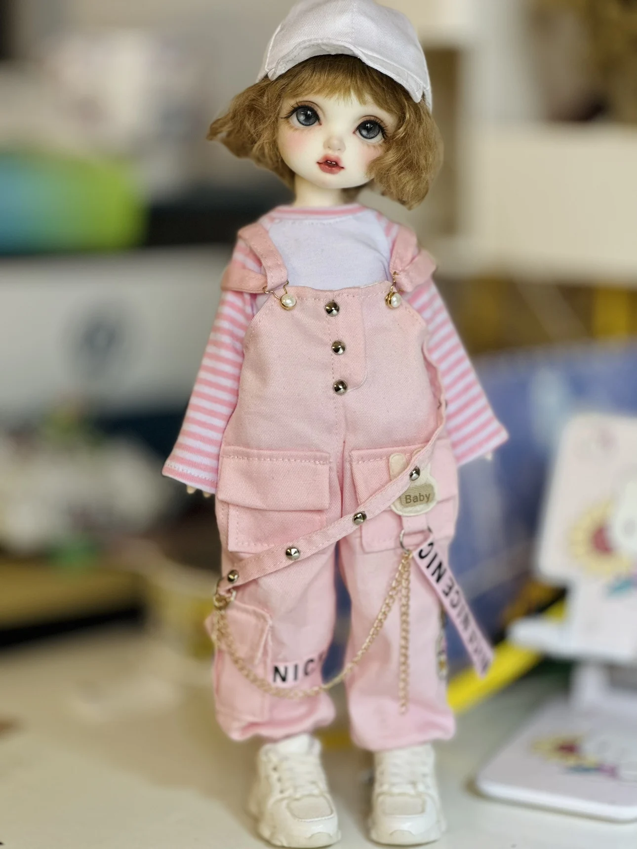 BJD doll clothes for 1/4 1/5 1/6 size cute doll overalls clothes set BJD doll clothes  1/4 1/5 1/6 doll accessories (2 points)