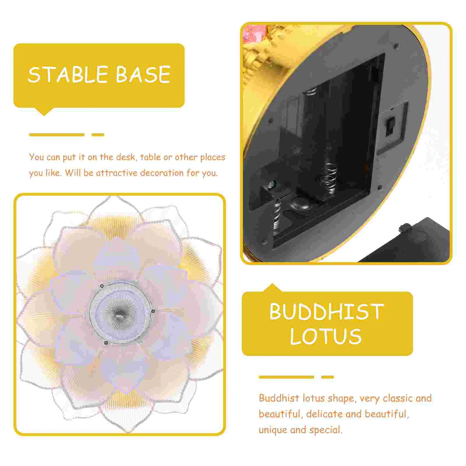 USB Colorful LED Lotus Lantern for Buddha Props Flower Lamp Plug in Worship Abs Hall Decoration