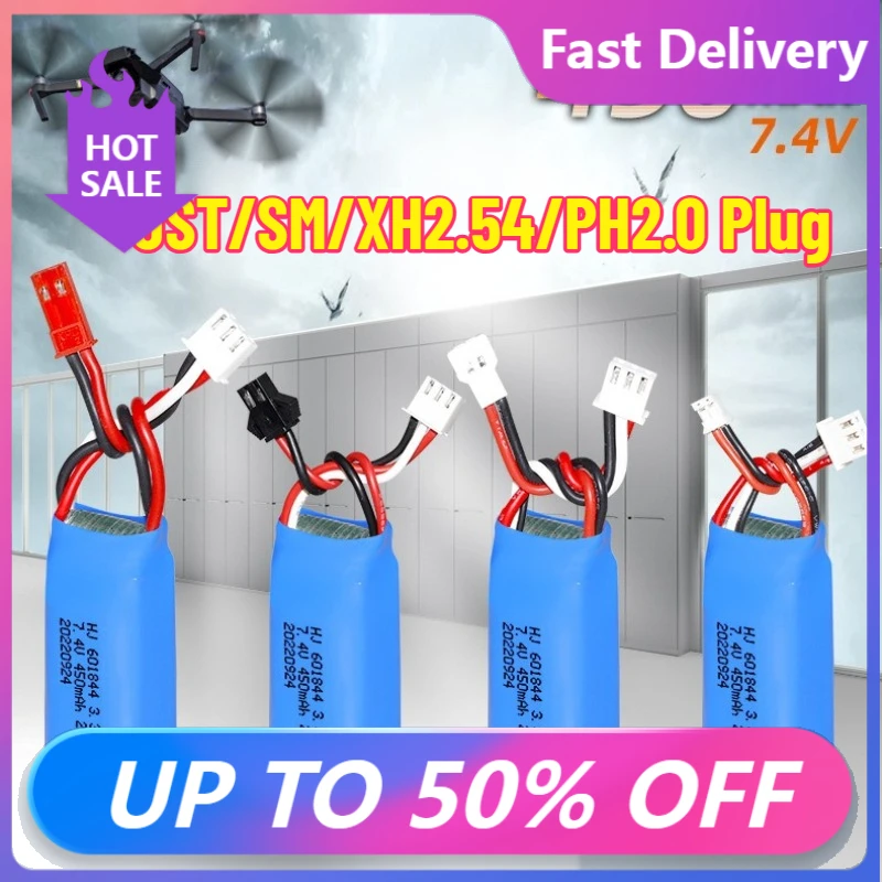 

【Fast Delivery】1/2/3/4/5pcs/Lot 7.4V 450mAh 20C Lipo Battery for WLtoys K969 K989 K999 P929 P939 RC Car 601844 Battery