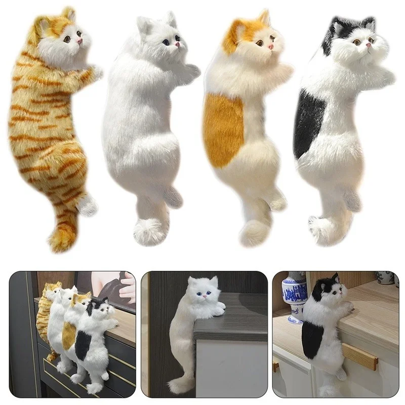 Cute Plush Simulation Cat Ornaments Figurine Home Desk Tv Hanging Toy Decor Car Decoration Stuffed Animals Sculptures