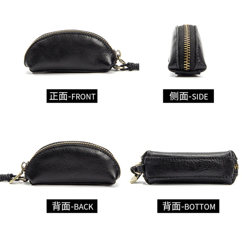 Genuine Leather Coin Purses Pouch Change Purse With Zipper For Men Women Minimalist Wallets Lightweight Coin Lipstick Pocket