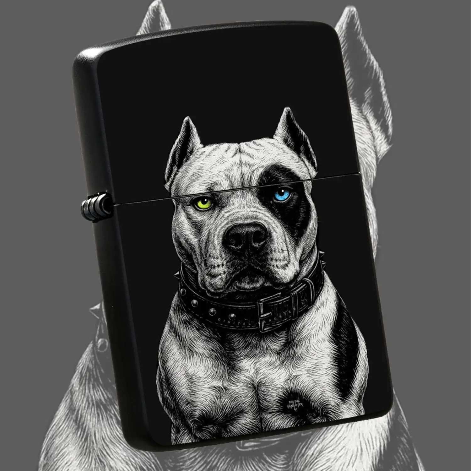 Stylish Heterochromatic Pitbull Pattern Lighter, Portable Practical Ignition Tool, Suitable for Daily Use Outdoor Gathering and All Scenarios, Unique Delicate Gift foror Personal Usage with Eye-c A Humorous And Interesting Lighter