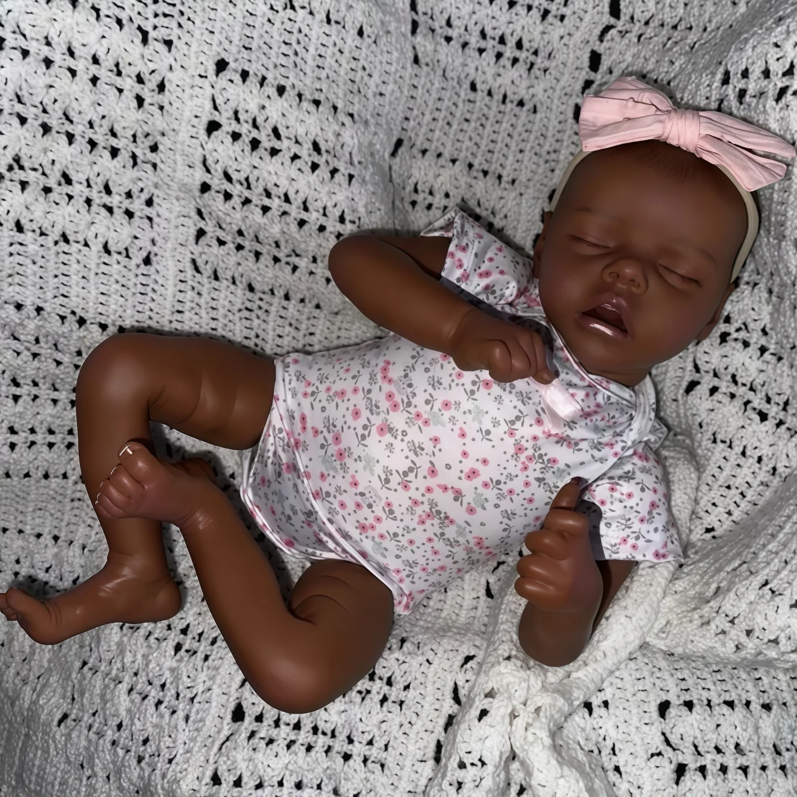 17인치 실물 같은 신생아 인형 - 현실적인 아프리카계 미국인 다시 태어난 인형 - 수집가 및 선물용으로 적합