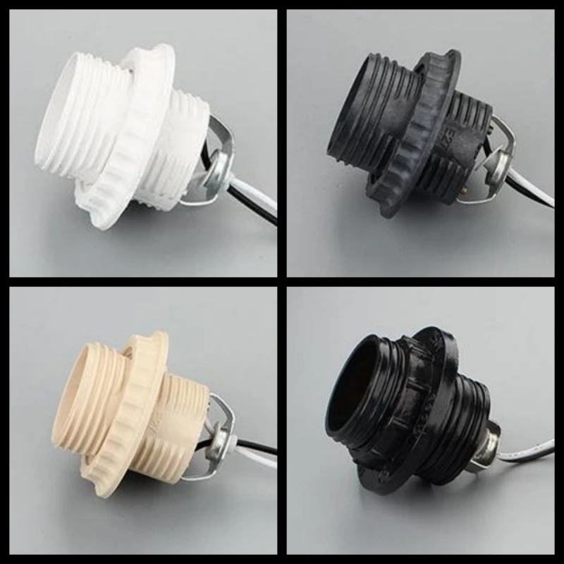 3 Pieces Water pipe lamp holder with wire E27 plastic bakelite thread with ring threaded light sockets