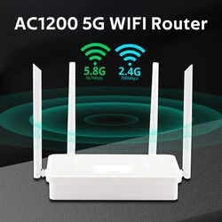 AC1200 Dual Band Wireless Router Wifi Range Repeater with 4*5dBi High Gain Antennas Wider Coverage Wi-Fi Extender