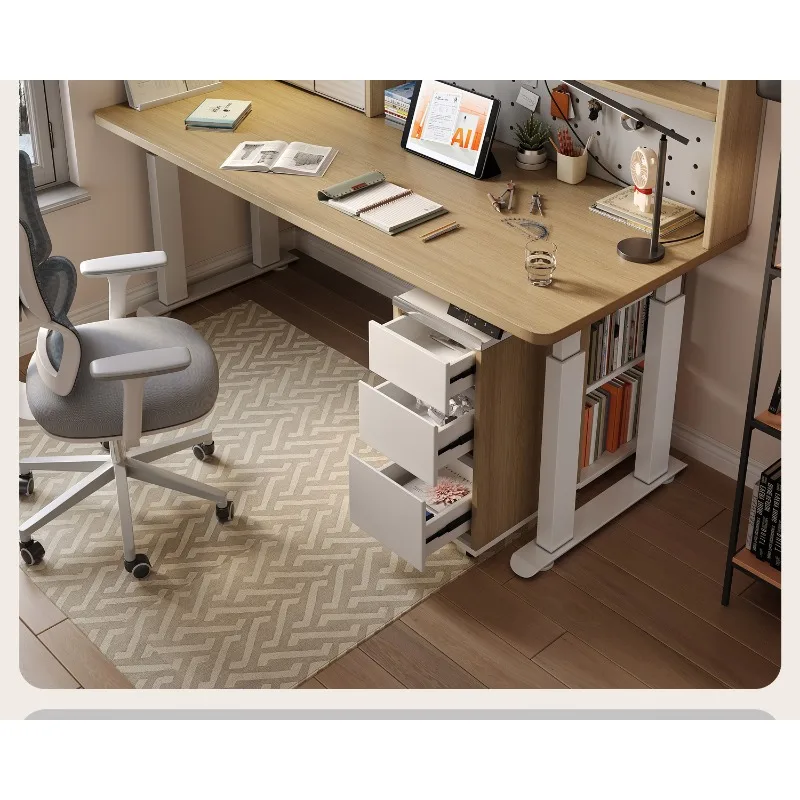 

Study table Junior high school students household high-end desk bookcase integrated combination solid wood high school students