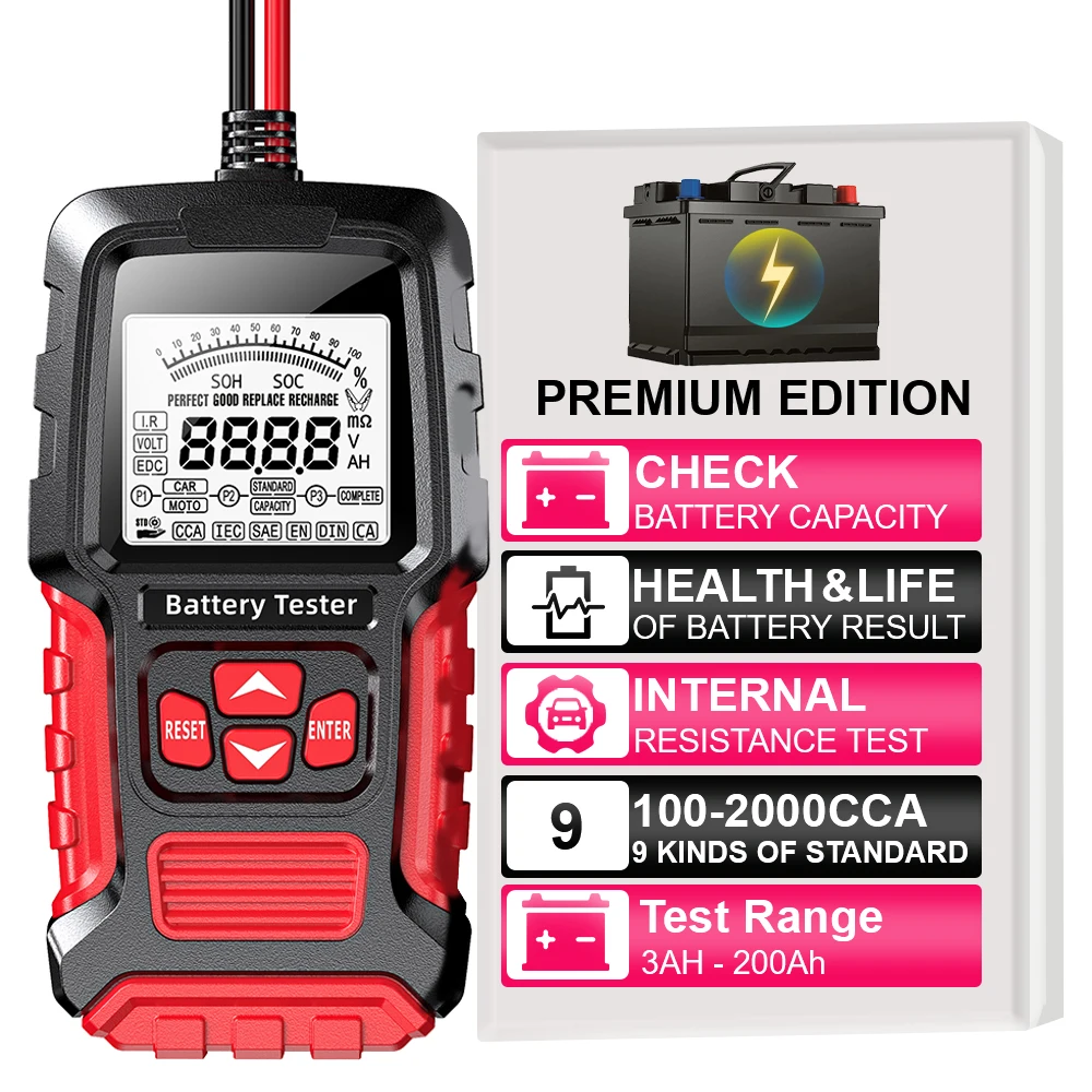 

Lead-acid Battery Test 12V 24V for Vehicle Truck Motorcycle SUV Car Battery Tester LCD Digital Measurement Diagnostic Tool