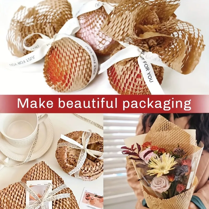 

1 Roll 38CmX40M Wrapping Gift Moving Honeycomb Paper for Shipping Recyclable Honeycomb Cushioning Bubble Gift Packing Paper Roll