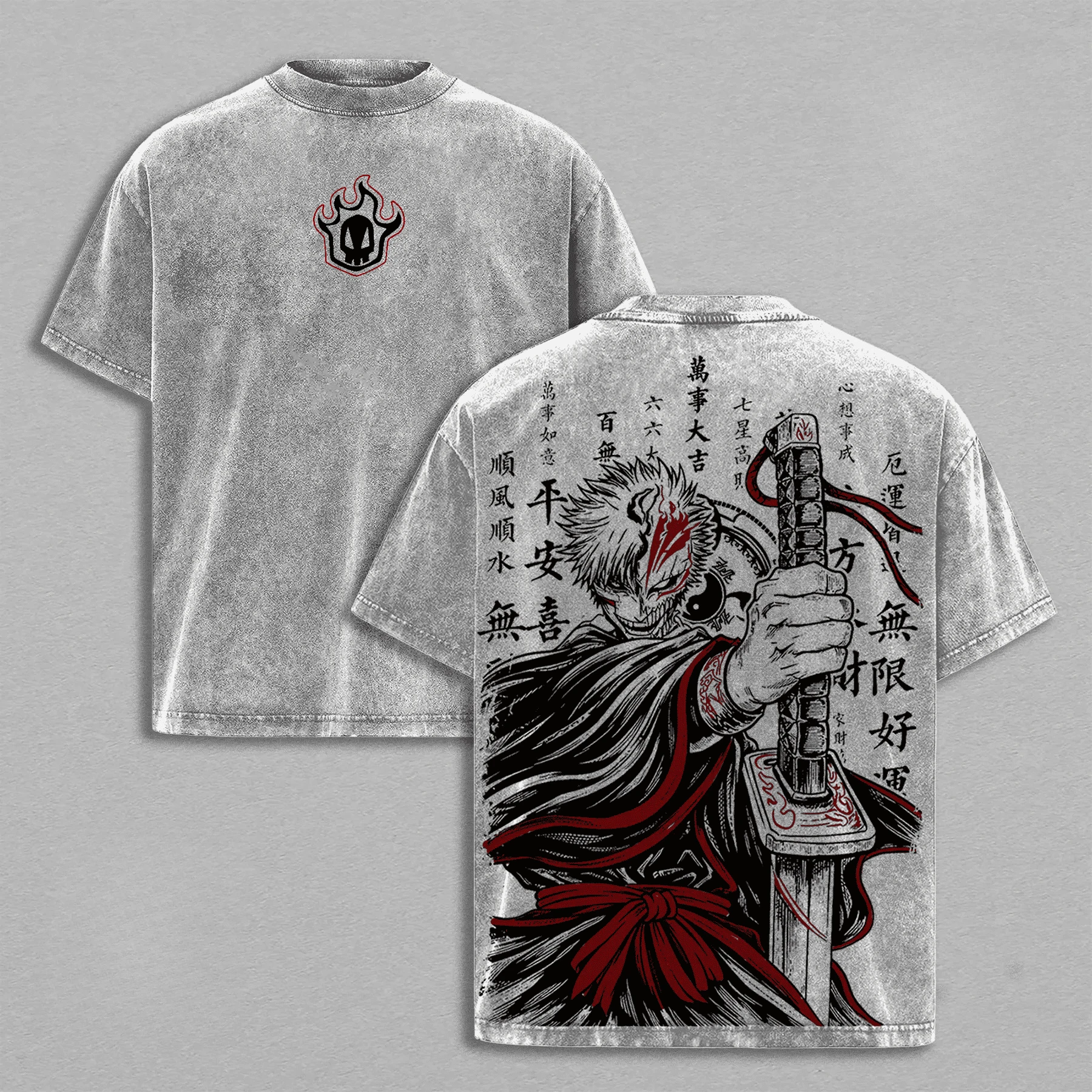 Kurosaki Ichigo BLEACH T Shirt Anime Vintage Washed Oversized Tees Tops Men Clothing Summer Short Sleeve Pure Cotton T-shirt