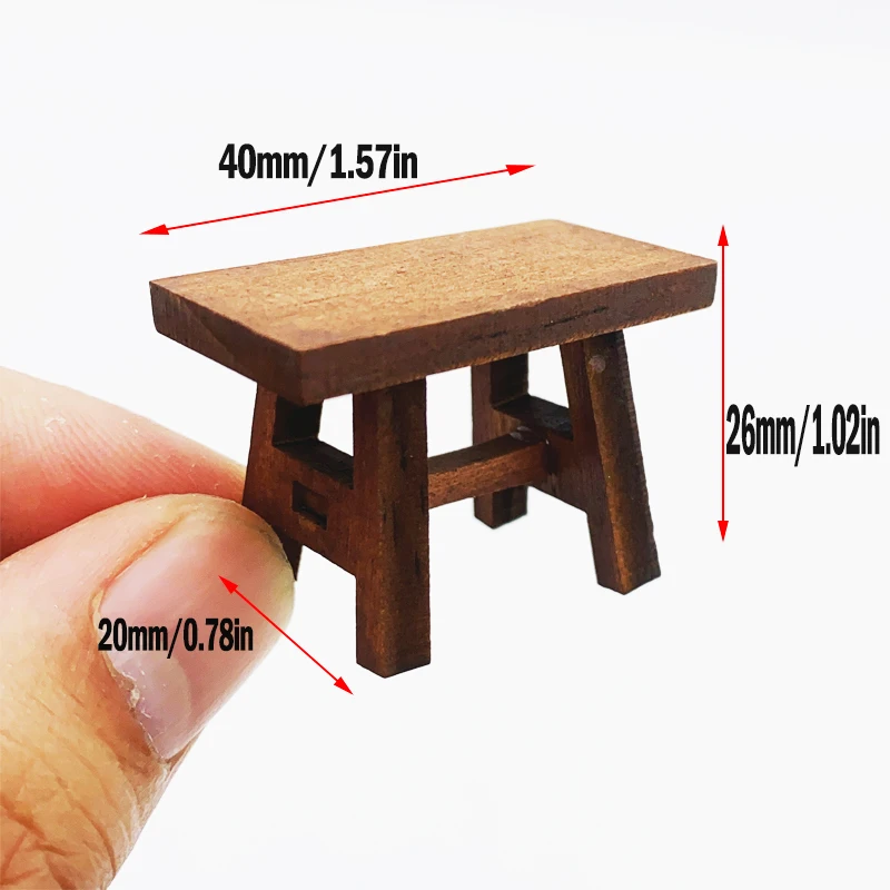 Mini Simulation Bank Retro Holz Stuhl Modell Puppenhaus Zubehör Miniatur Möbel Kinder Spielen Haus Wohnzimmer Spielzeug