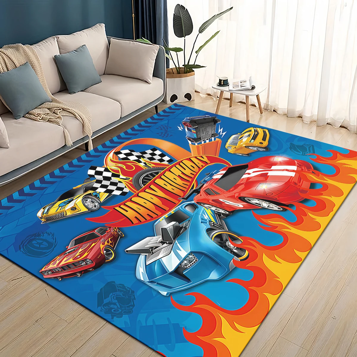 Alfombra 3D H-Hot Wheels Monster Racing Car Area, alfombra para sala de estar, dormitorio infantil, sofá, felpudo, alfombra antideslizante