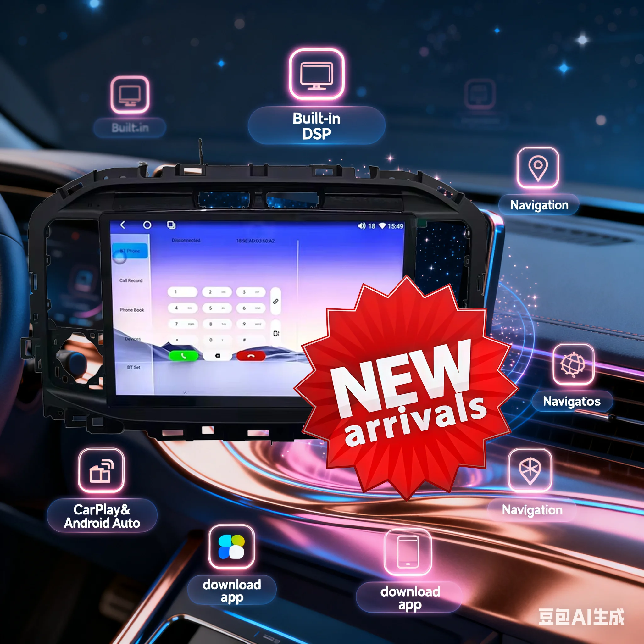 

Для Ford F150 Raptor 2021-2024 Обновление 2024 Стиль Android13 Carplay Навигация Авторадио Радио Стерео Внутренний комплект