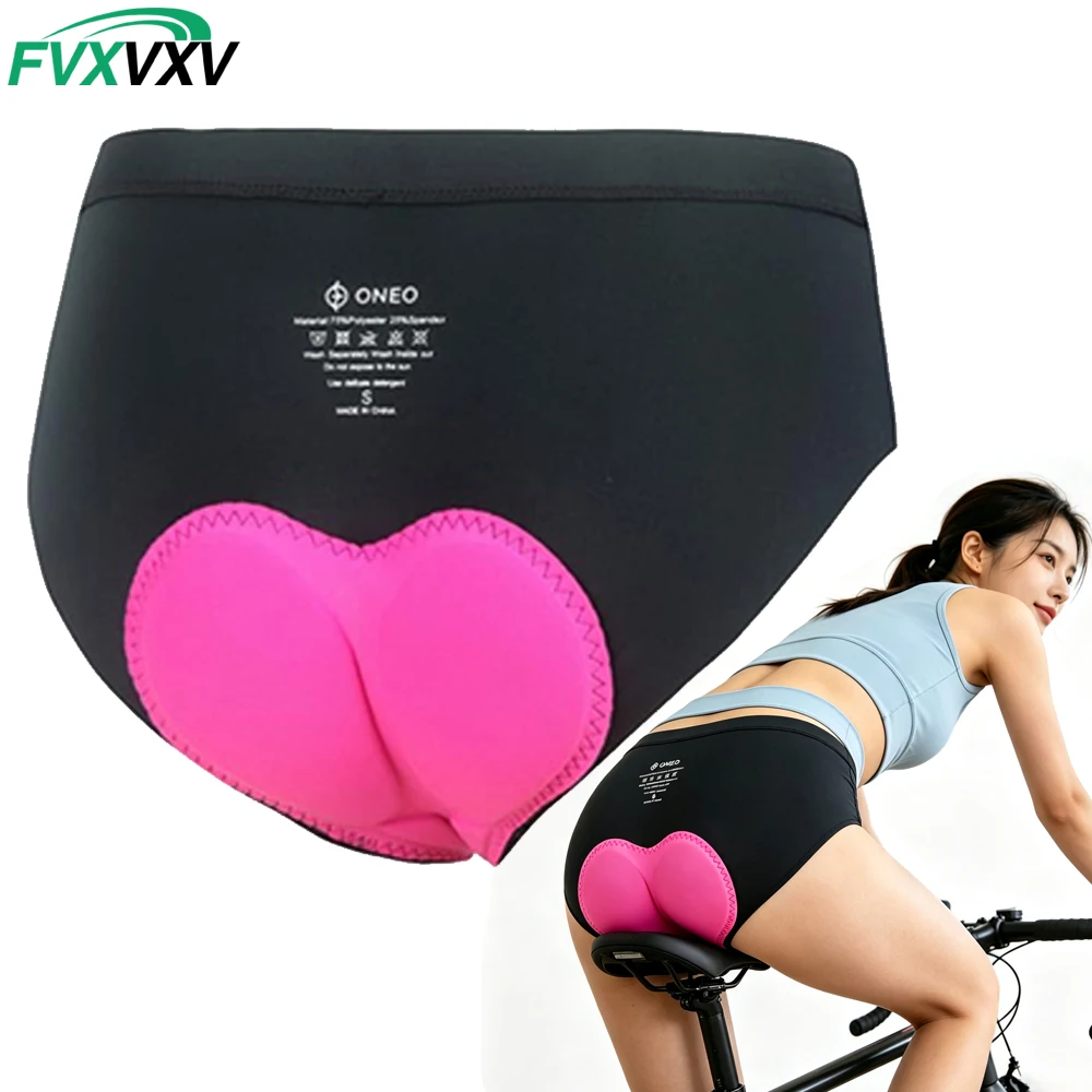 1 peça de roupa interior para ciclismo feminino com forro acolchoado 4D – calções de ciclismo leves e respiráveis, cuecas antiatrito para bicicleta de spinning e MTB.