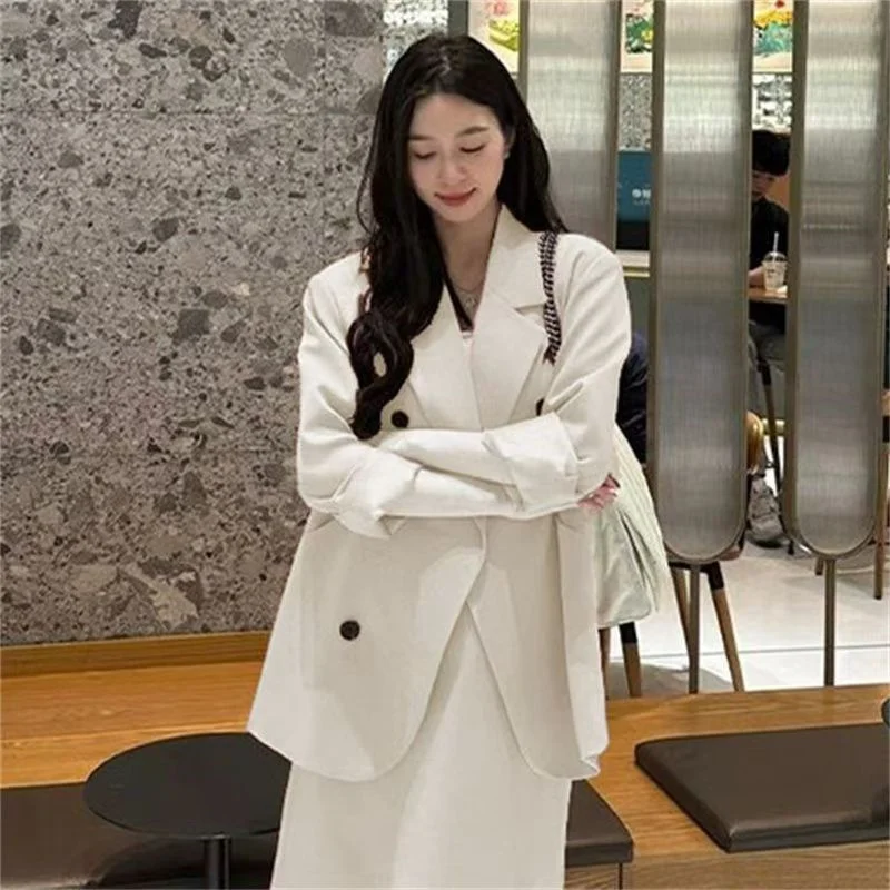 Women's 2024 Autumn New Fashion Wide Long Sleeve Loose Temperament High Sense Casual Little Coat Minority Suit Solid Color Coat