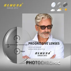 BLMUSA Anti Blue Light Rays Photochromic Series Progressive Lens 1.56 1.61 1.67 1.74 Prescription CR-39 Resin Aspheric Lenses