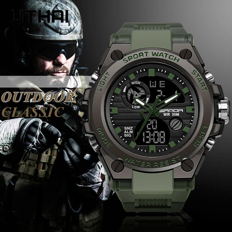 Watch Men Military Style Outdoor Sports Big dial Waterproof Male Student Fashion multifunctional Digital Electronic Watches