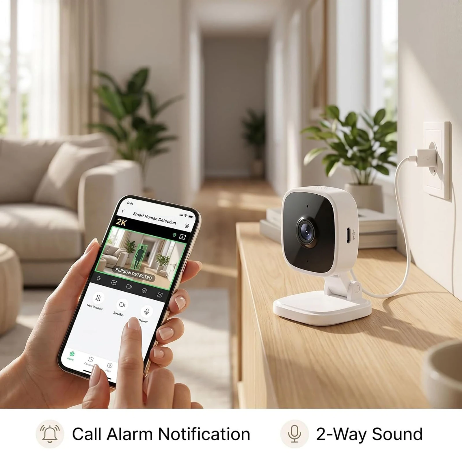 720P Home Camera WiFi IR Night Vision Motion Detection Two-Way Audio Memory Card 128G Remote View Indoor