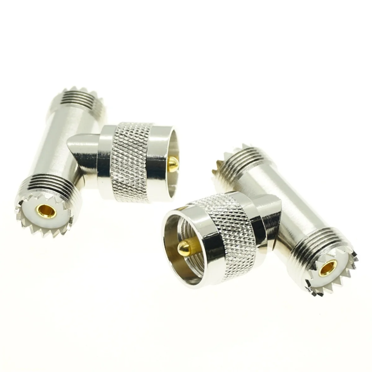 SL16 UHF PL259 Male plug To UHF SO239 Double jack Female Connector UHF male to 2x Female Tee Type 3 Way T Splitter Adapter