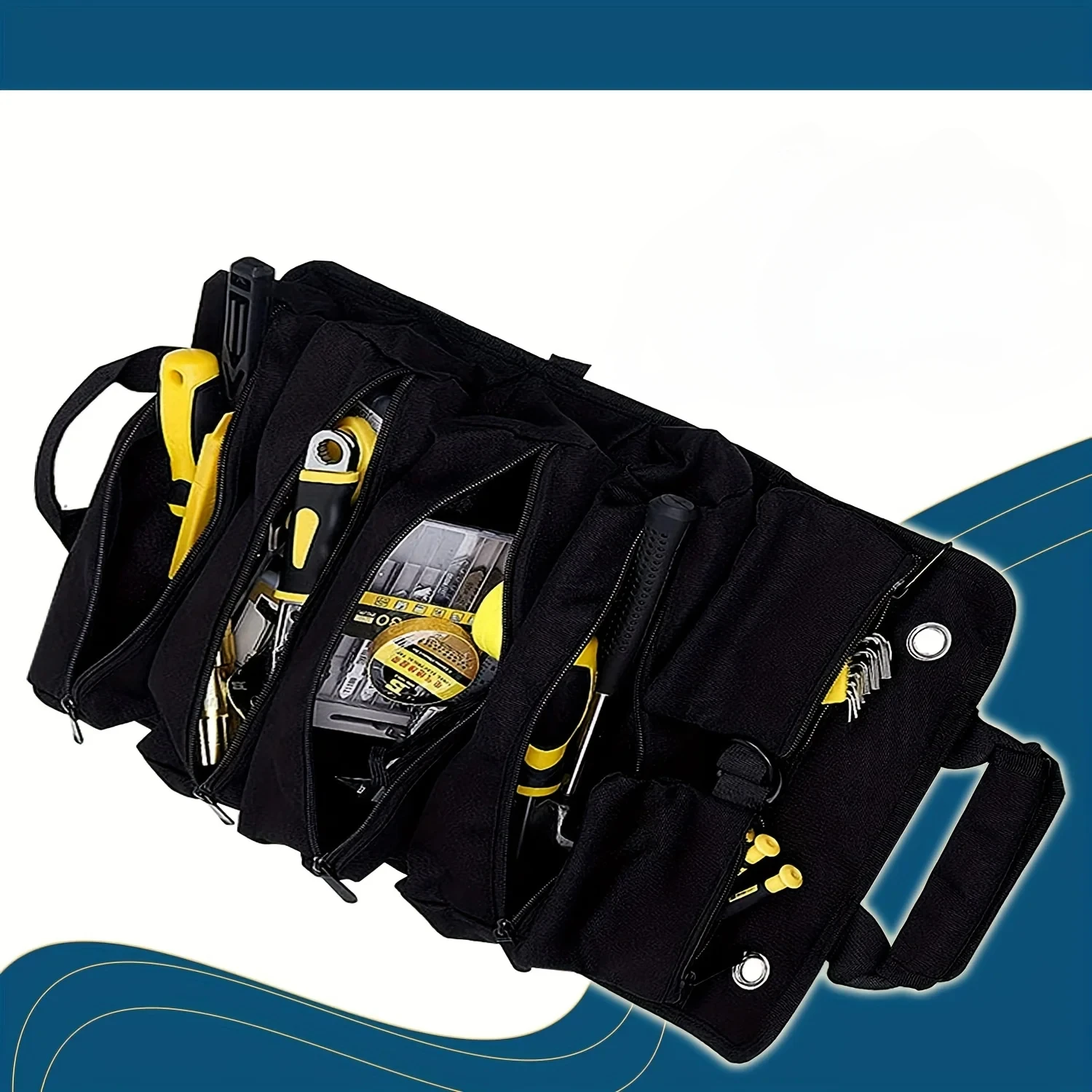 منظمات حقائب الأدوات - حقيبة أدوات صغيرة مع أكياس قابلة للفصل، منظم حقيبة أدوات عالي التحمل مع 6 أكياس أدوات