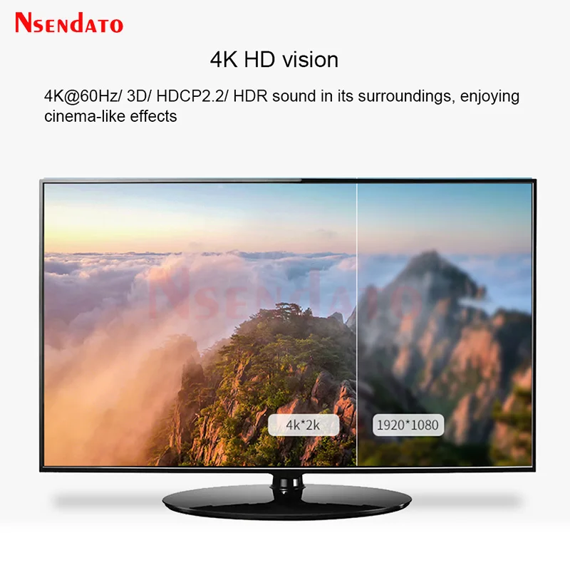 Divisor HDMI 1X2 4K 60Hz 1 en 2 salidas convertidor de interruptor HDMI con adaptador de corriente para Monitor HDTV Dolby HDCP2.2 DTS 1080p 4K