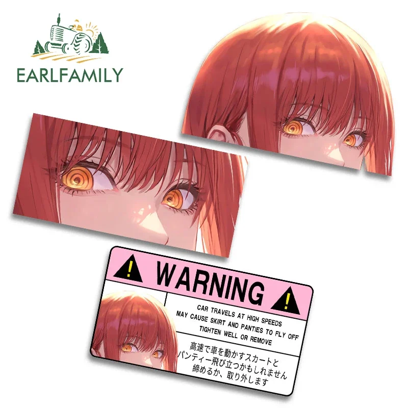 

EARLFAMILY Makima Anime Slap Car Stickers Vinyl Personality Surfboard Rearview Mirror Peeker Decal ATV Creative Decoration