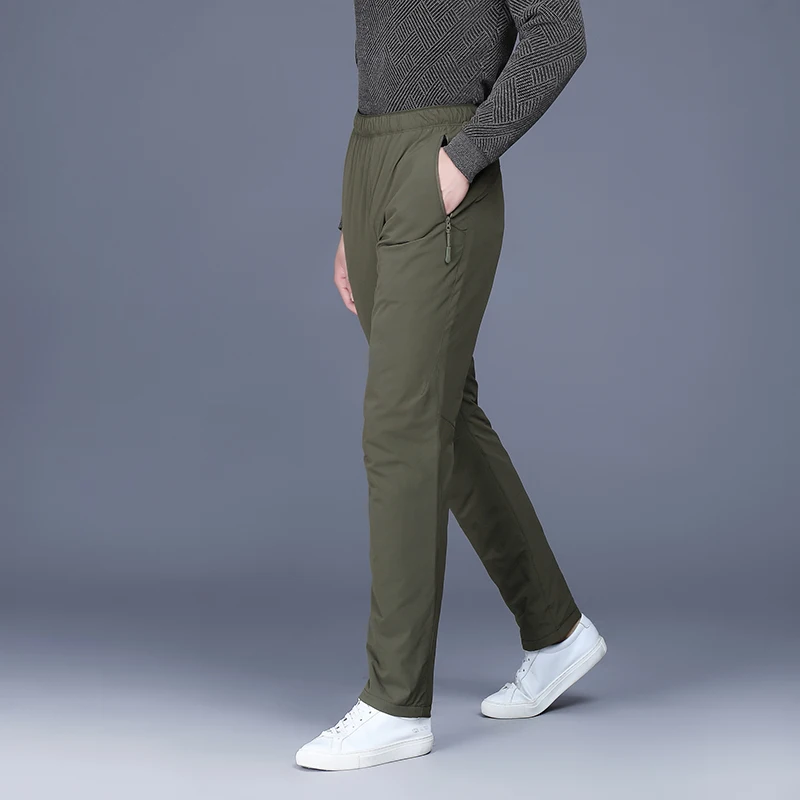 Winter Men Lightweight Thermal Pant Army Green Black Gray White Duch Down Puff Trousers Warm Comfort Outdoor Urban Clothes