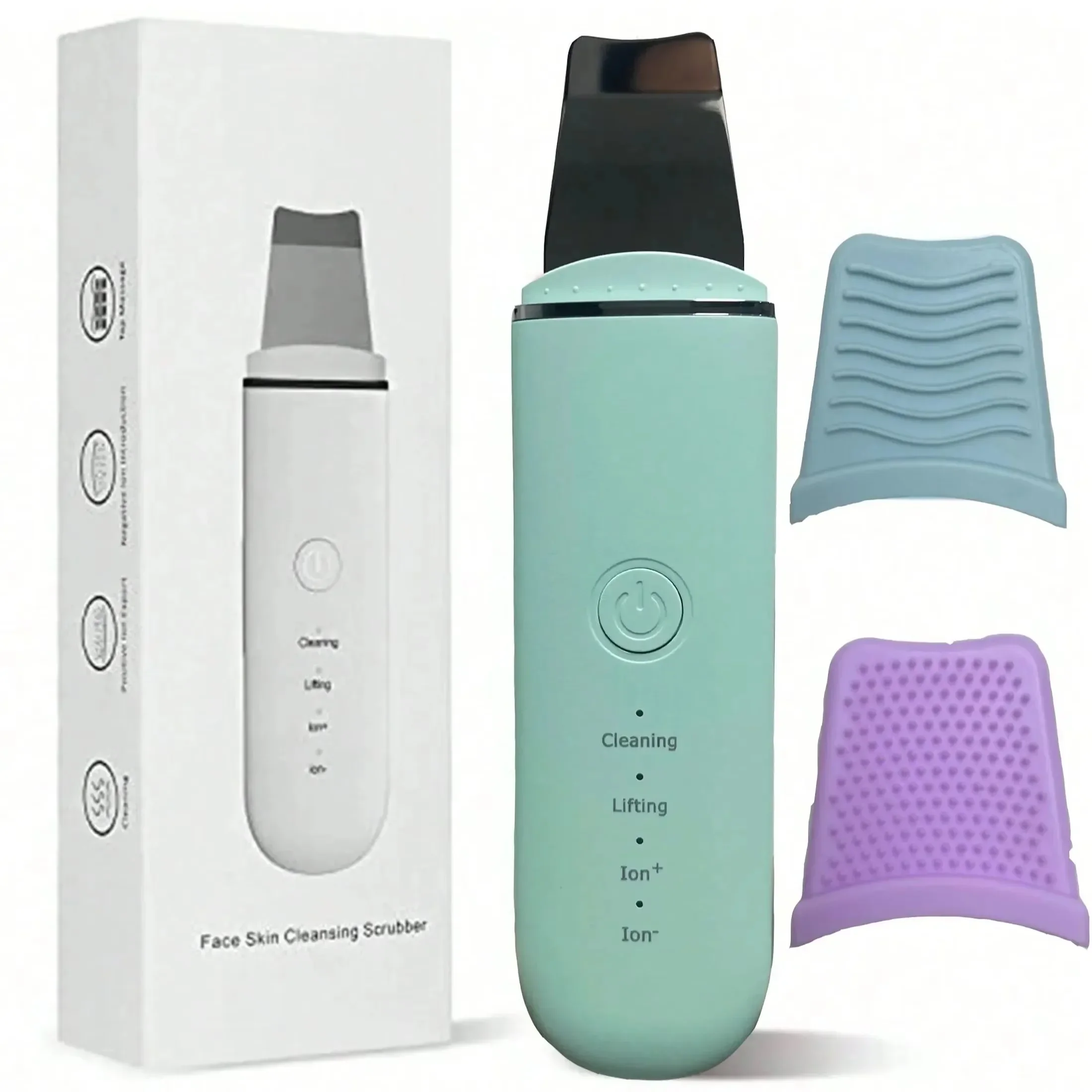 1 PC Ultrasonic Skin Scrubber การสั่นสะเทือน Face Spatula Blackhead Remover พลั่วทําความสะอาด Cavitation Peeling Facial Lifting Skin Care