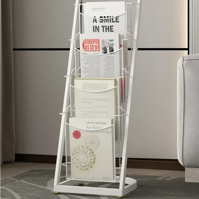 Light Luxury Large Capacity Magazine Rack Front Desk Publicity Material Display Office Floor Newspaper Stand