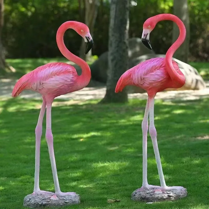 Outdoor Garden Decoration Life Size Fiberglass Flamingo Statue Sculpture Figure