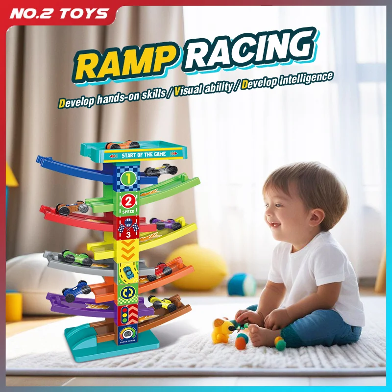 

Игрушечные трековые автомобили Монтессори, игрушечные скользящие модели инерционных транспортных средств, дорожная горка, литая под давлением миниатюрная игра-автомобиль, детские игрушки для раннего образования