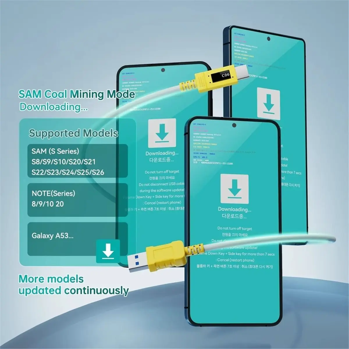 Download Mode Cable Combination USB-C Odin Mining Mode Data Cable for S8- Note 8-10 Series Data Recovery Tool
