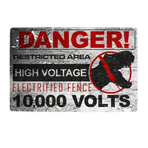 Metal Sign Wall Decor Danger High Voltage Aluminum Warning Sign Raptor 8x12