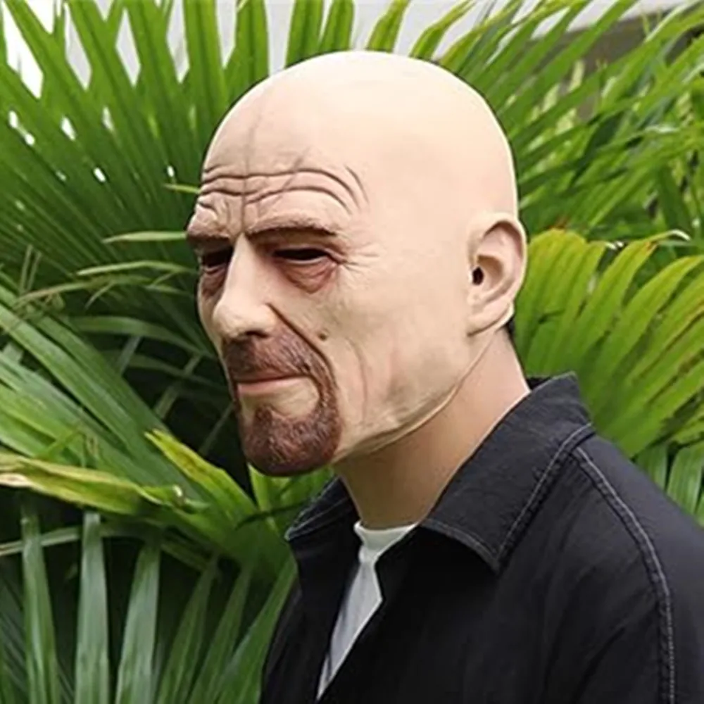 Realistic Halloween Latex Human Wrinkle Face Mask Halloween Old Man Full Head Mask Cosplay Headwear