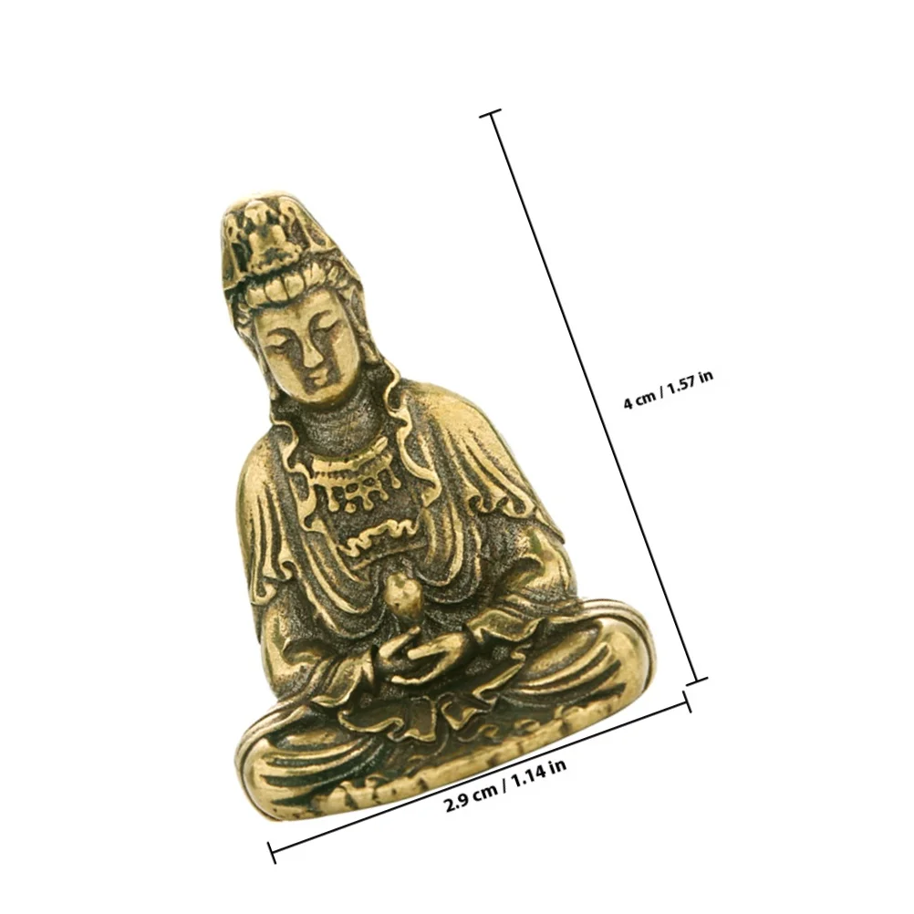 Brass Avalokitesvara Buddha Ornament Exquisite Indoor Desktop Decor Vintage Style Sacrificial Craft for Home Buddhist Decoration - view 4