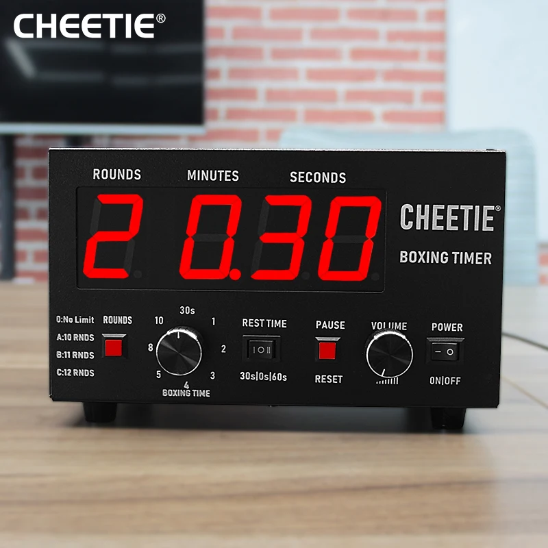 CHEETIE CP40 LED MMA الفاصل الزمني الرقمي التدريب مؤقت دائري الصالة الرياضية ساعة حائط العد التنازلي الملاكمة الموقت مع الجرس بصوت عال