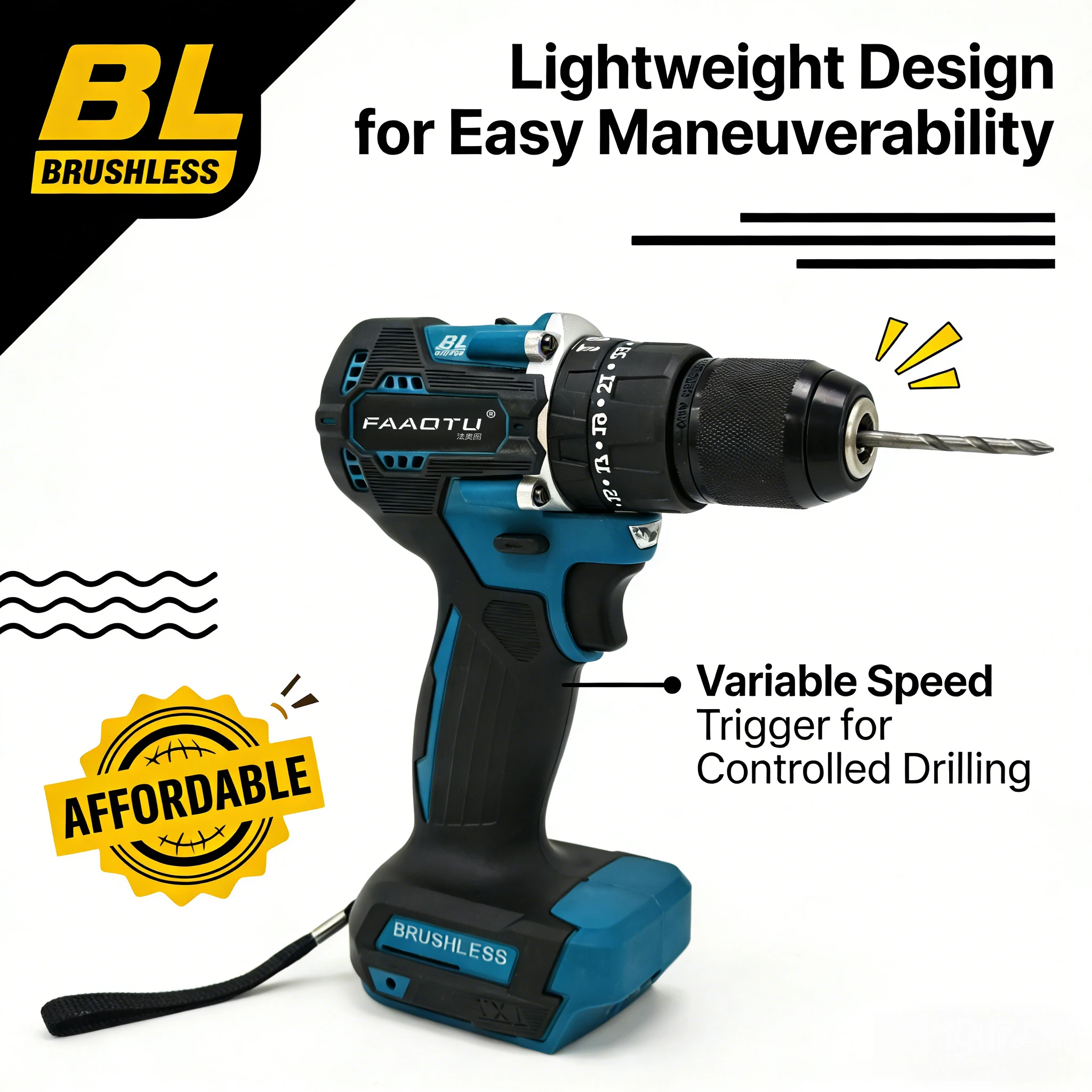 

Бесщеточный аккумуляторный ударный шуруповерт FAAOTU DDF487 10 мм, 18 В, для аккумуляторов MT